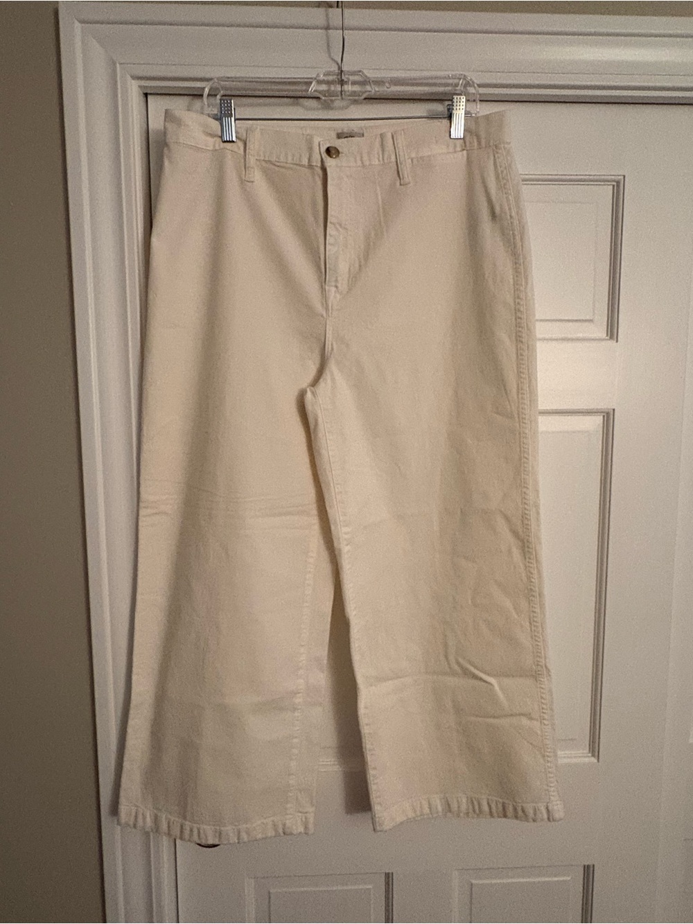 J. Crew Cream Wide-Leg Chinos